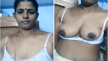 Desi diva with XXX tits exposed films special selfie video for her man