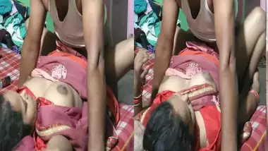 Dehati wife fucked by hubby in saree while son sleeping