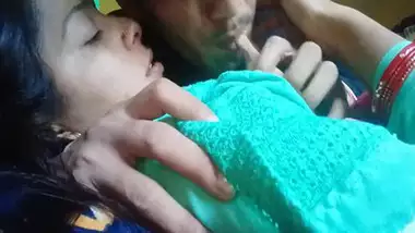 Cheating wife kisses her lover and lets him suck her boobs